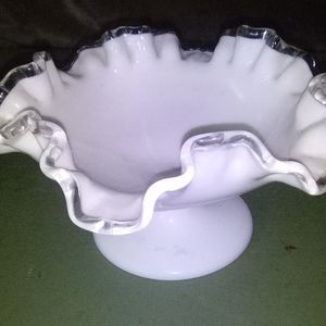 Fenton White Silver Crest 6in. Footed Candy Dish